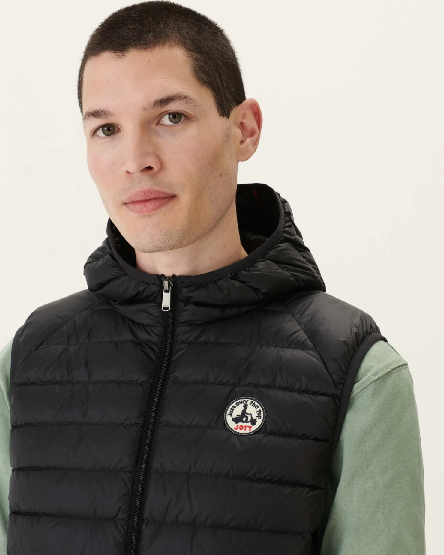 JOTT Black Pat Sleeveless Hooded Down Jacket 999 Noir Flash Sale