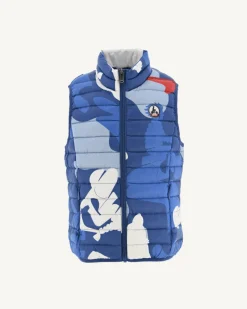 JOTT Camo Print Sleeveless Jacket In Dark Denim For Children Zoe 2430 Camo Dark Denim Store