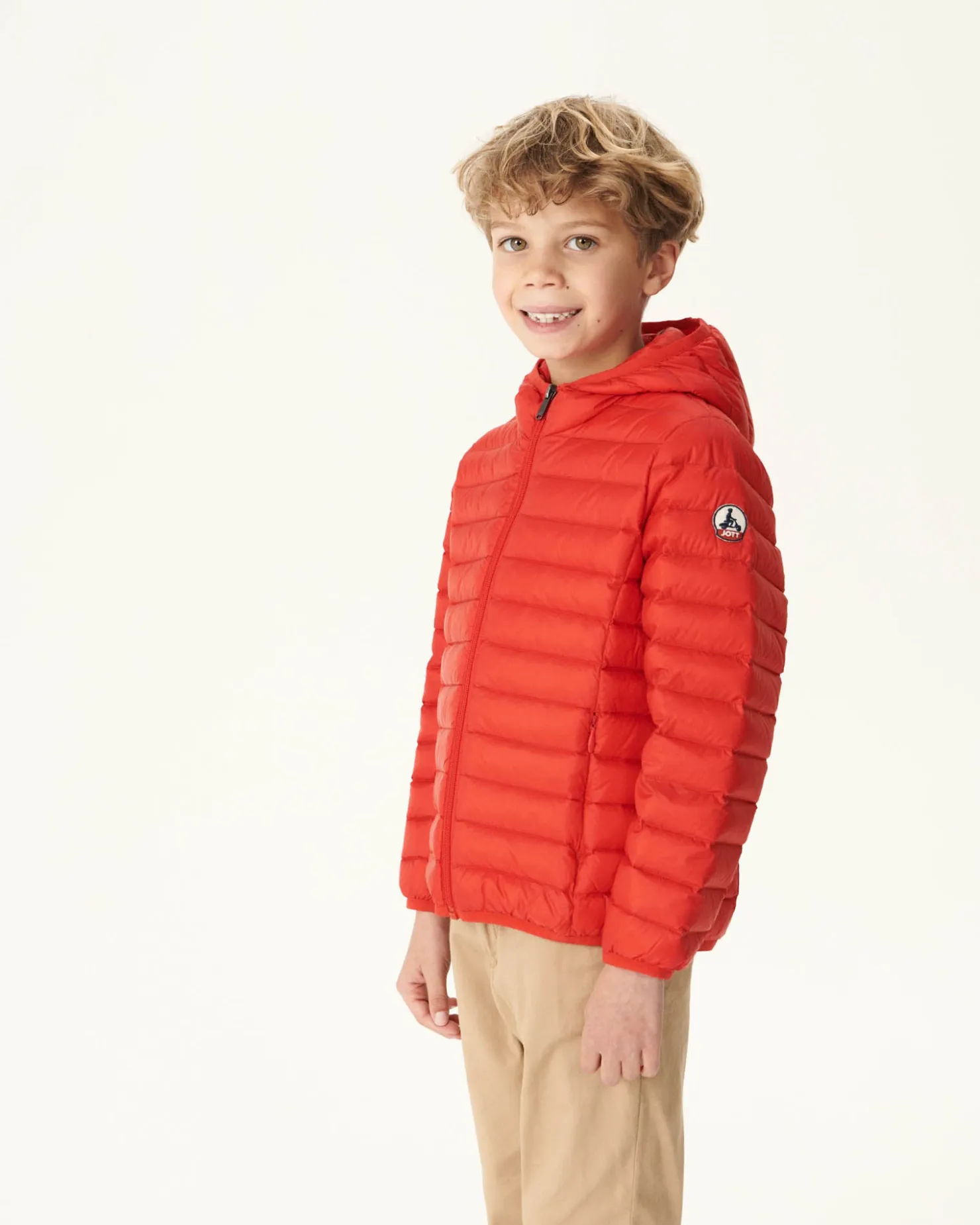 JOTT Children'S Lightweight Hooded Down Jacket Bright Red Hugo 318 Fire Red Best Sale