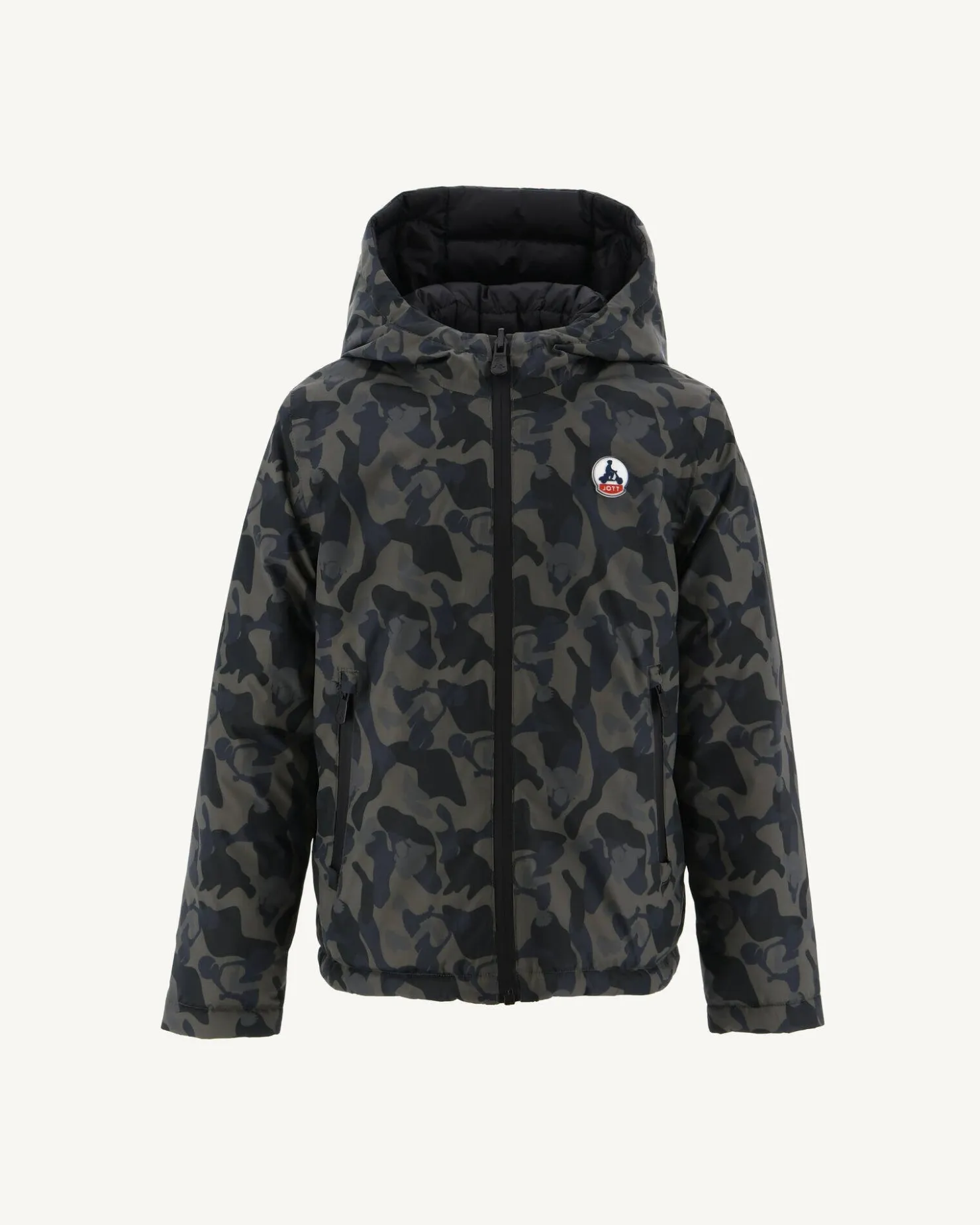 JOTT Children'S Reversible Hooded Puffer Jacket Military Print/Black Zurich 278 Military Print/Black Sale
