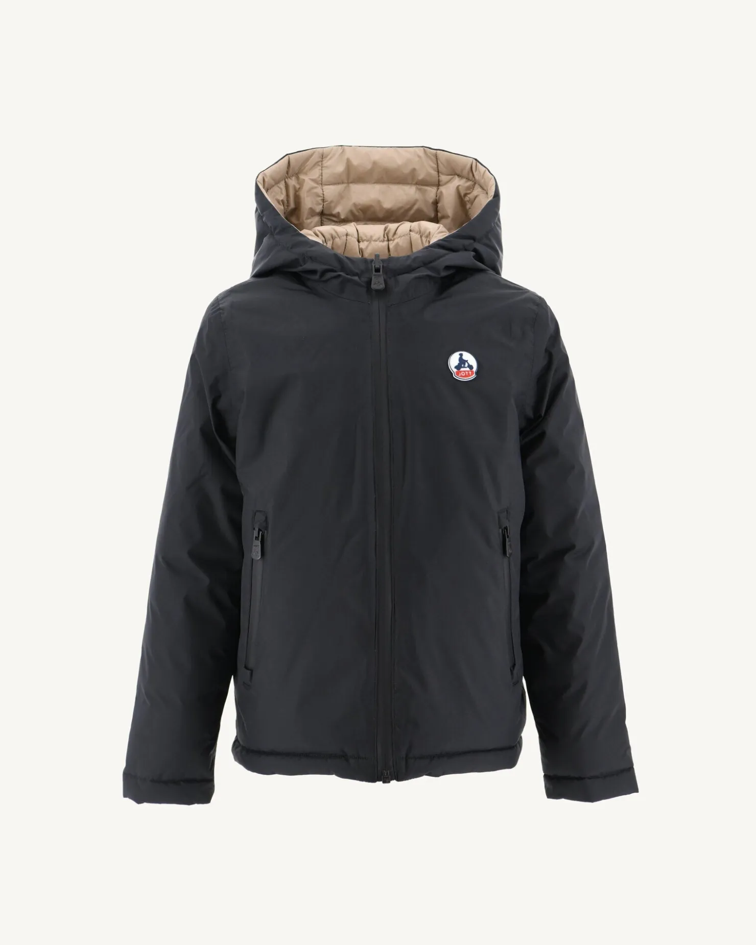 JOTT Children'S Reversible Hooded Down Jacket Black/Beige Zurich 988 Black/Beige Sale