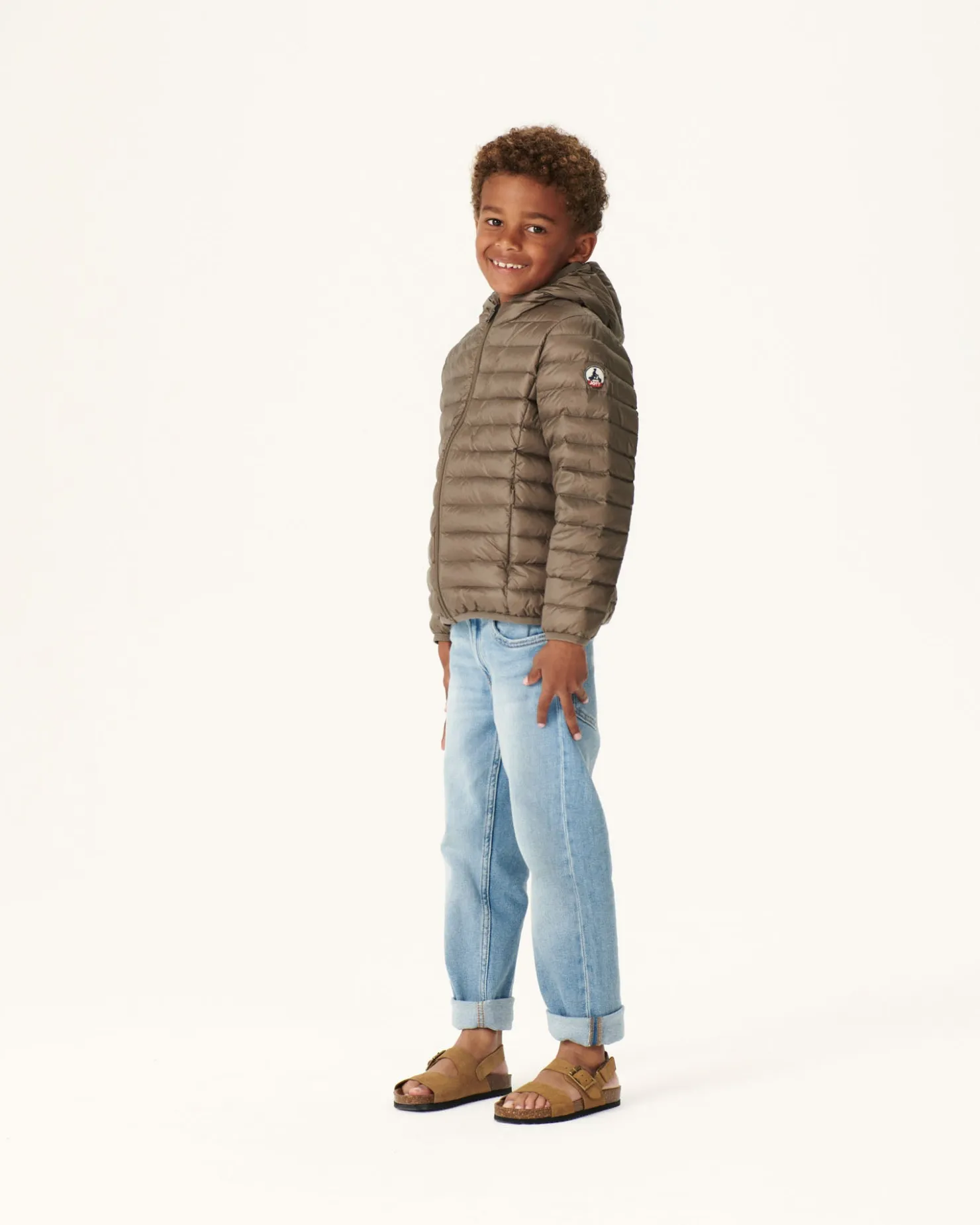 JOTT Child'S Lightweight Hooded Down Jacket Taupe Hugo 808 Mole Clearance