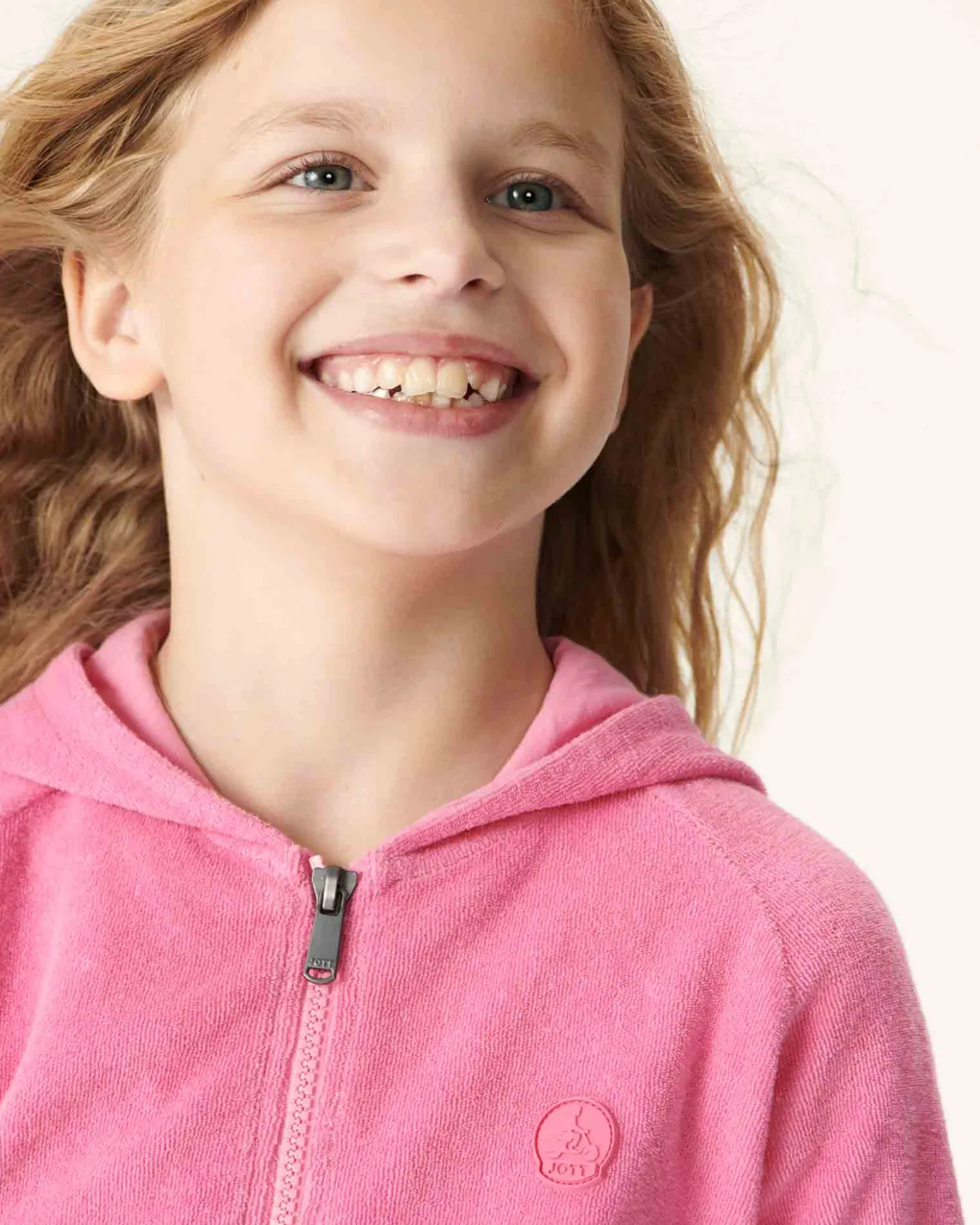 JOTT Cotton Terry Zipped Jacket Intense Pink For Children Volta 457 Wild Pink Flash Sale