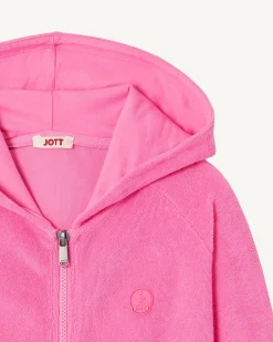 JOTT Cotton Terry Zipped Jacket Intense Pink For Children Volta 457 Wild Pink Flash Sale