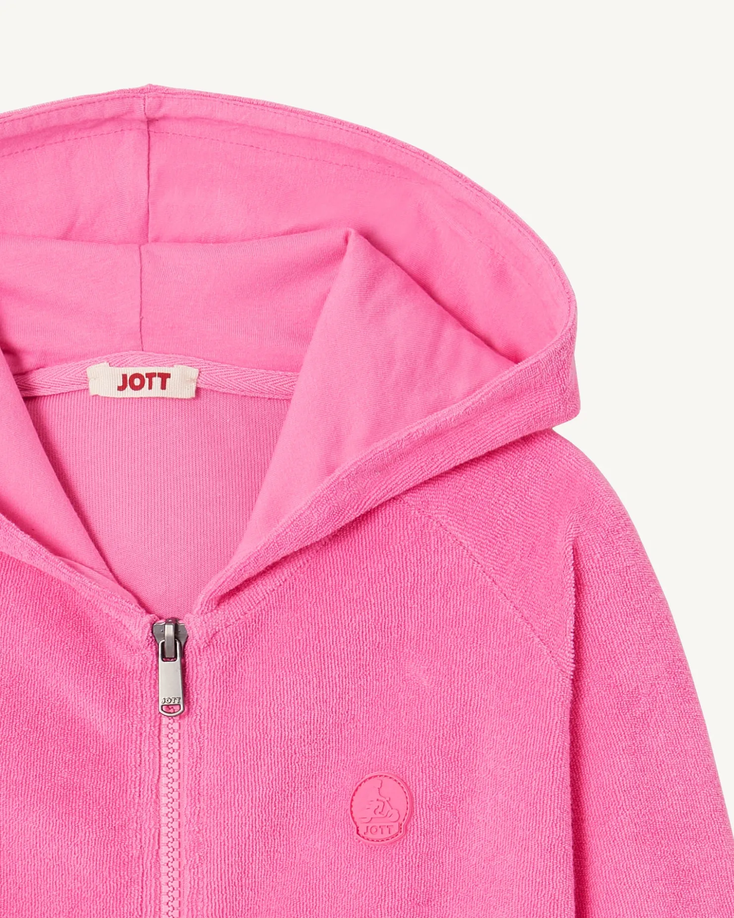JOTT Cotton Terry Zipped Jacket Intense Pink For Children Volta 457 Wild Pink Flash Sale