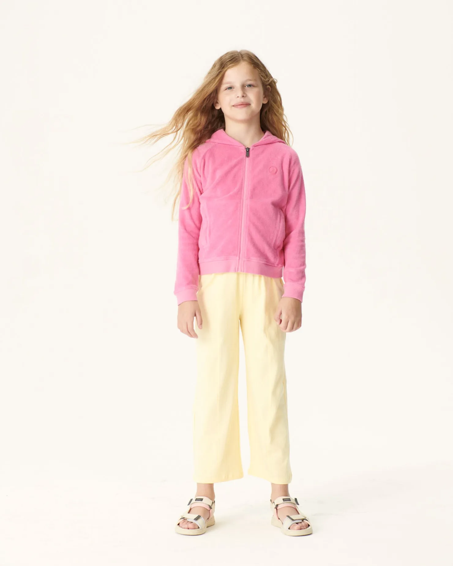 JOTT Cotton Terry Zipped Jacket Intense Pink For Children Volta 457 Wild Pink Flash Sale