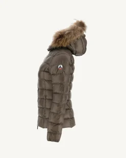 JOTT Extreme Cold Hooded Down Jacket Taupe Luxe 808 Mole Outlet