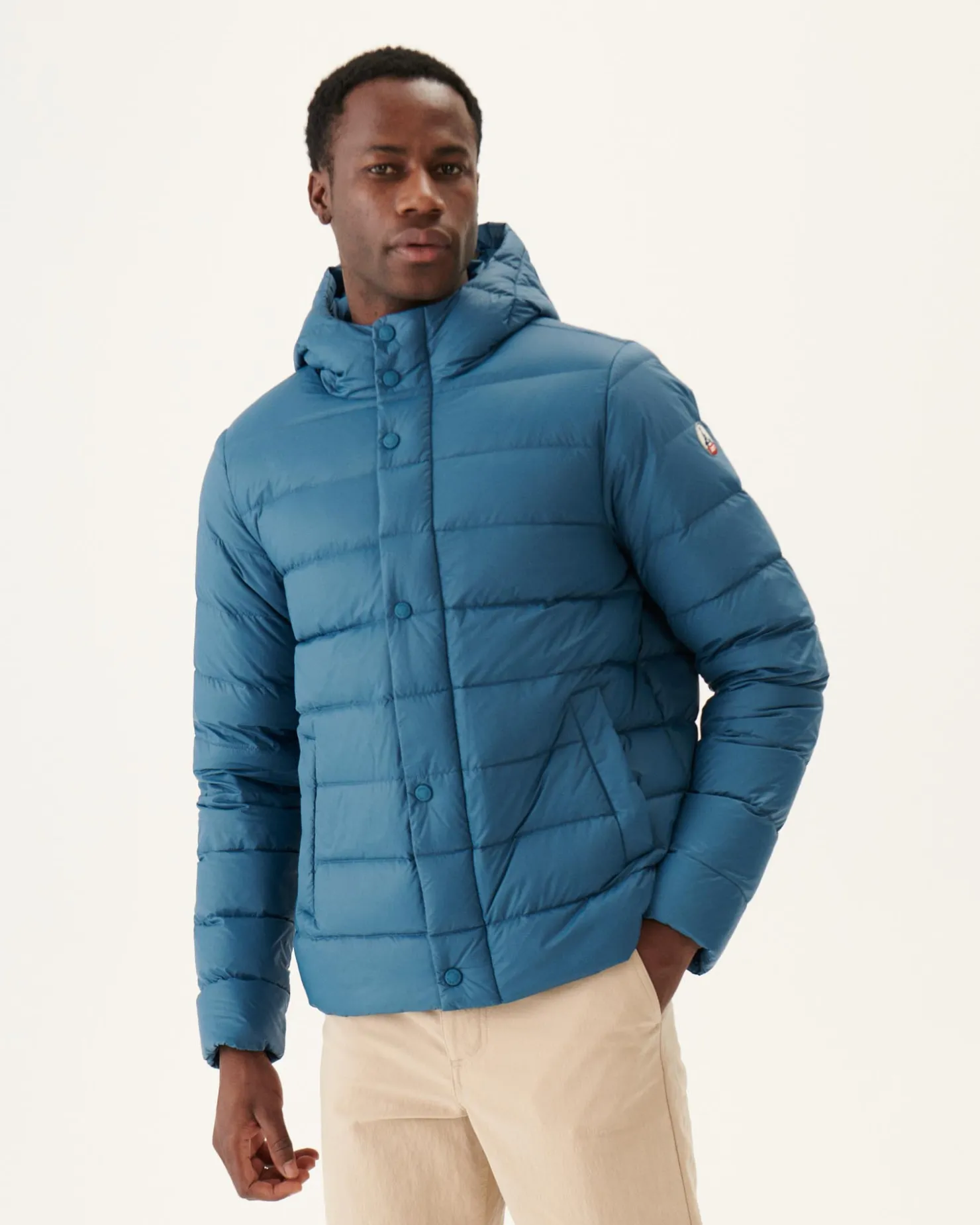JOTT Jorge Jeans Blue Hooded Puffer Jacket 140 Blue Jeans Cheap