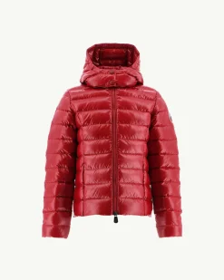 JOTT Lacquered Hooded Down Jacket For Children Grand Froid Opal Red 300 Red Flash Sale