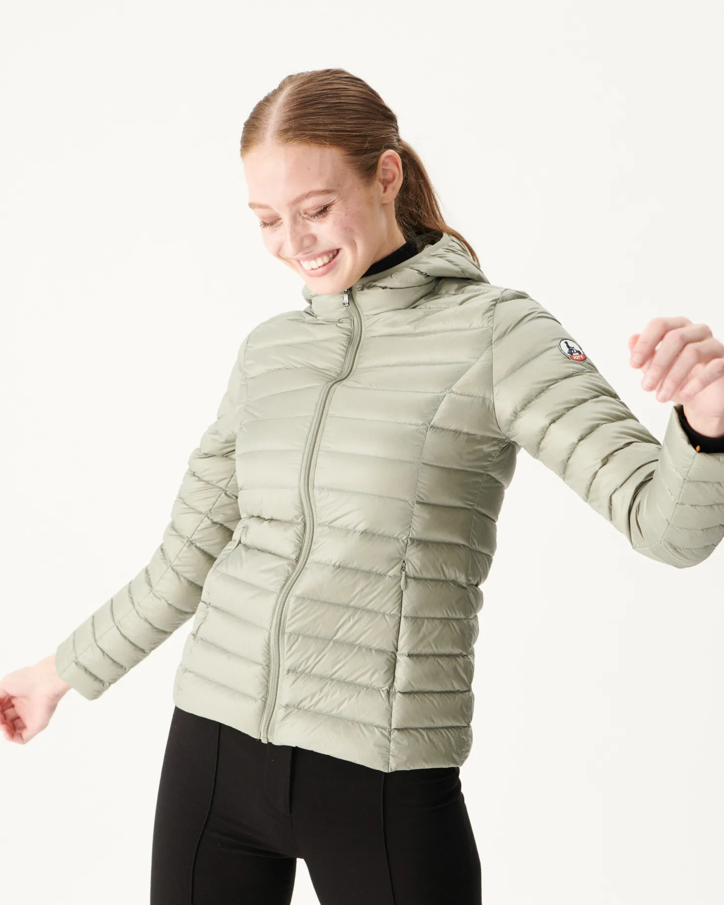 JOTT Lightweight Hooded Down Jacket Sage Cloe 826 Sage Sale