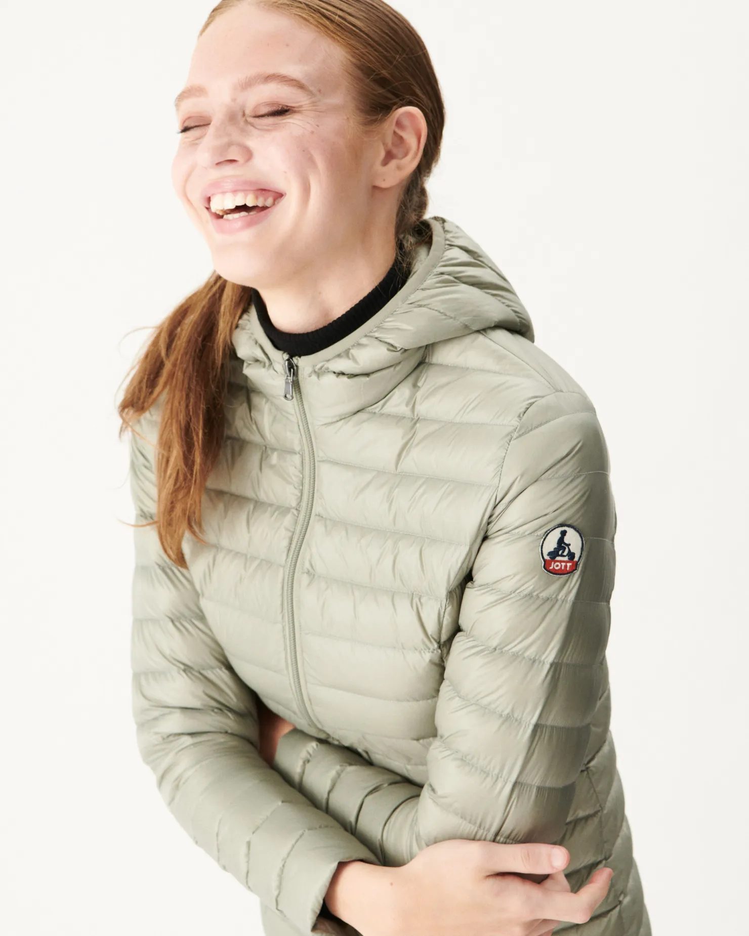 JOTT Lightweight Hooded Down Jacket Sage Cloe 826 Sage Sale