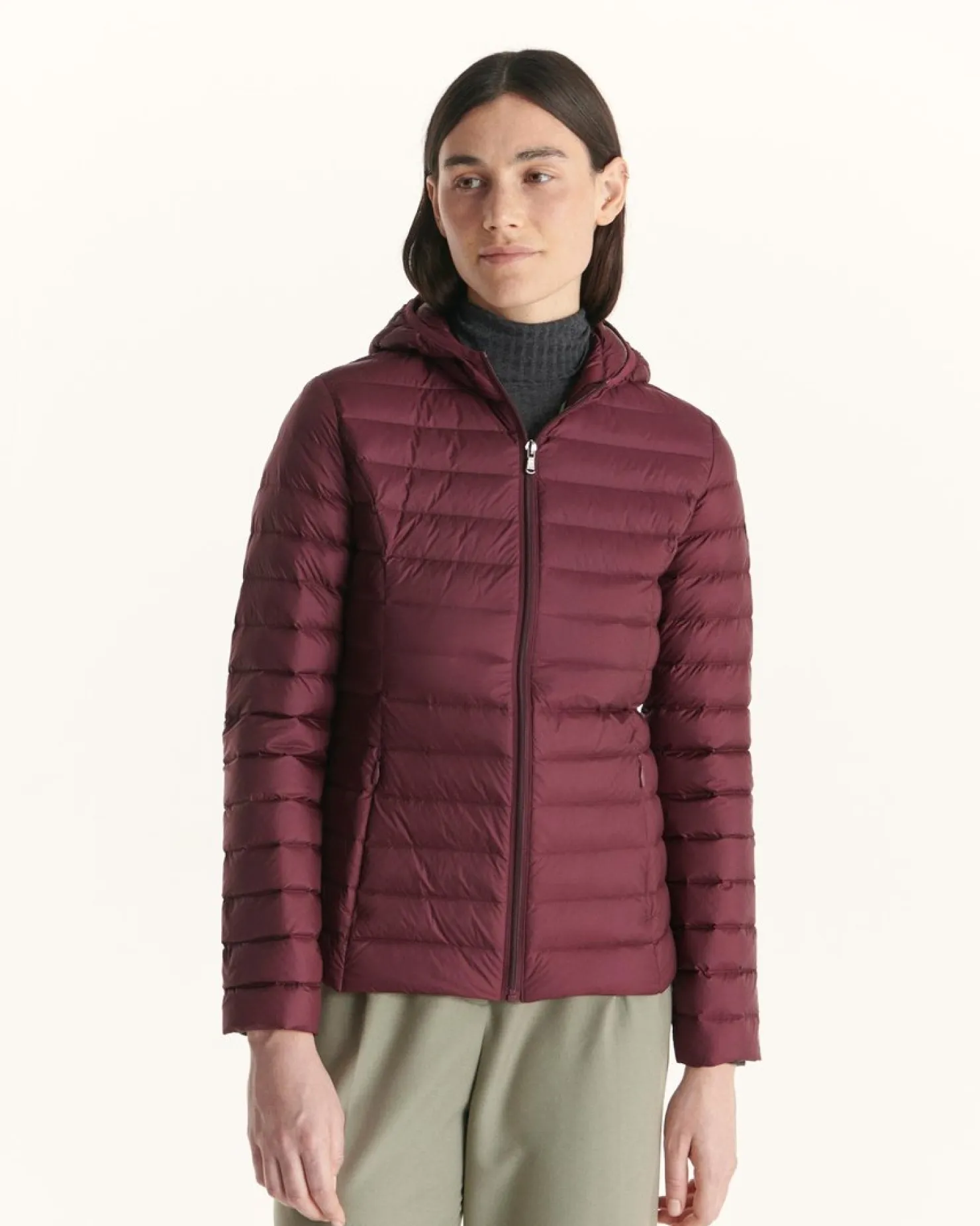 JOTT Lightweight Hooded Down Jacket Aubergine Cloe 461 Eggplant Flash Sale