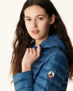 JOTT Lightweight Hooded Down Jacket Denim Blue Cloe 140 Blue Jeans Sale
