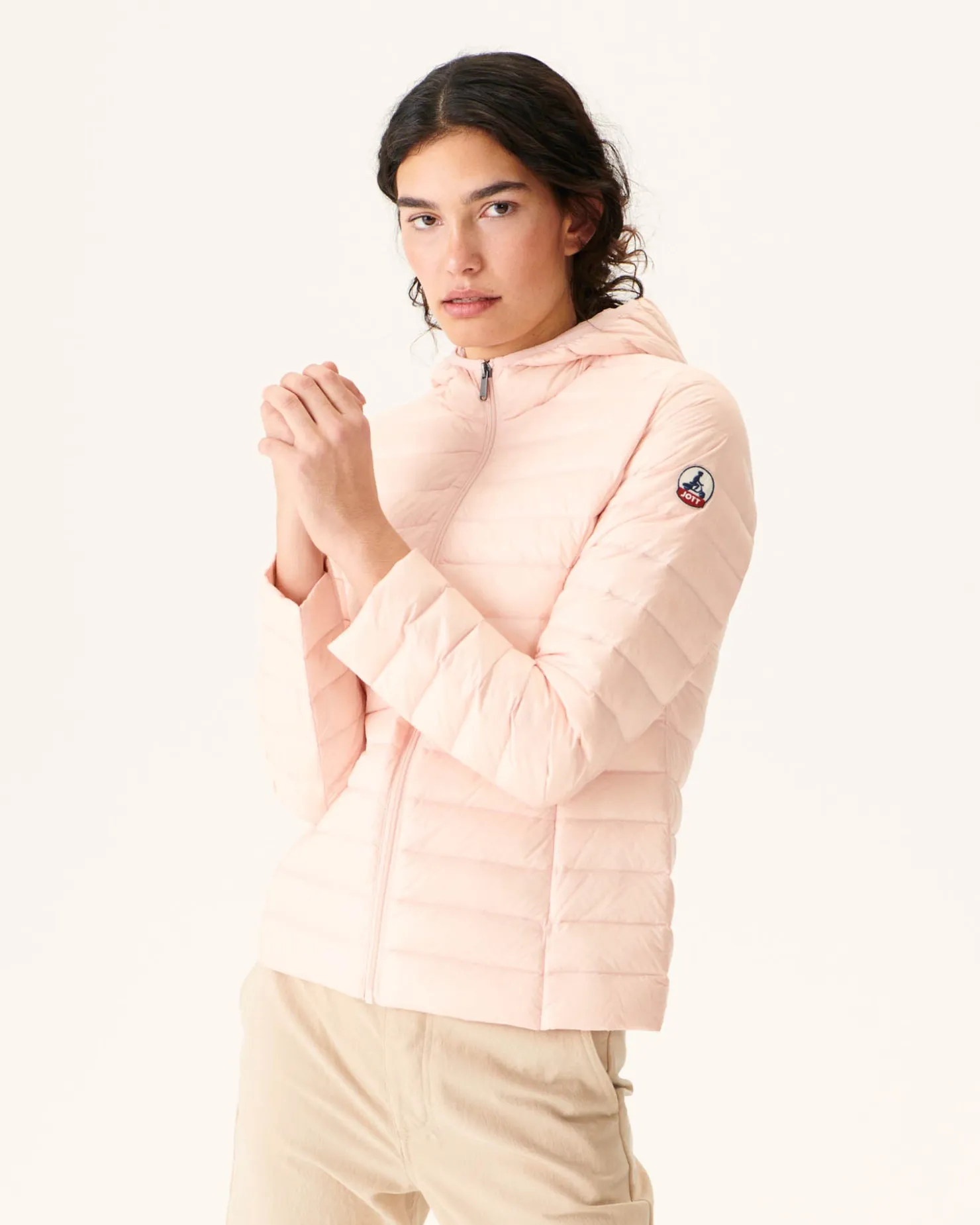 JOTT Lightweight Hooded Down Jacket Light Pink Cloe 463 Soft Pink Best Sale