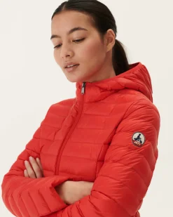 JOTT Lightweight Hooded Down Jacket Bright Red Cloe 318 Fire Red Best