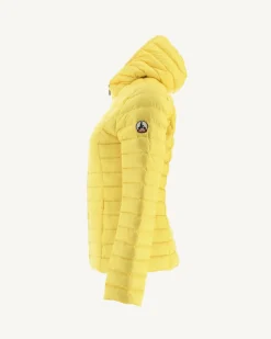 JOTT Lightweight Hooded Down Jacket Light Yellow Cloe 627 Soft Yellow Flash Sale