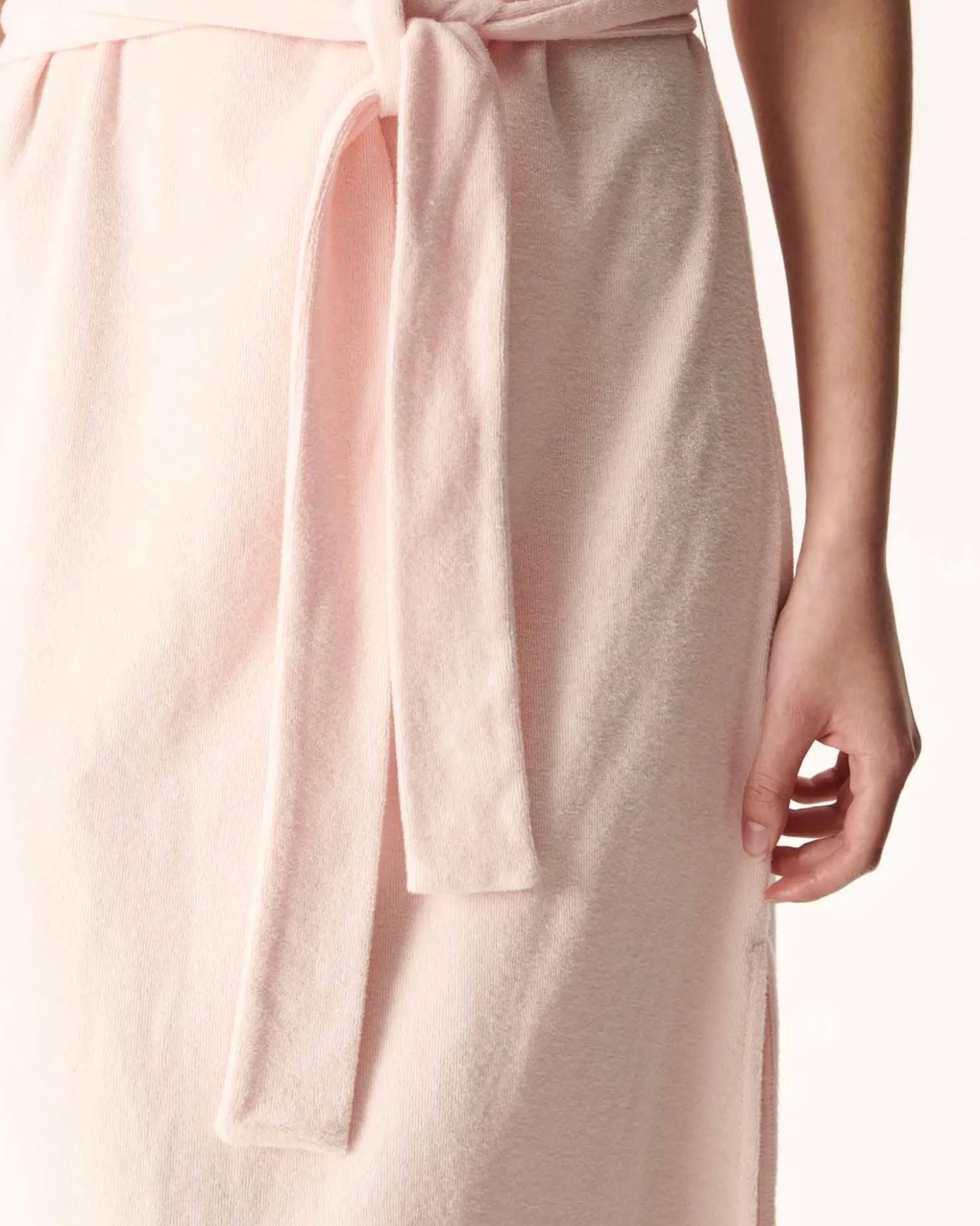 JOTT Long Belted Dress In Terry Cloth Light Pink Ibiza 463 Soft Pink New