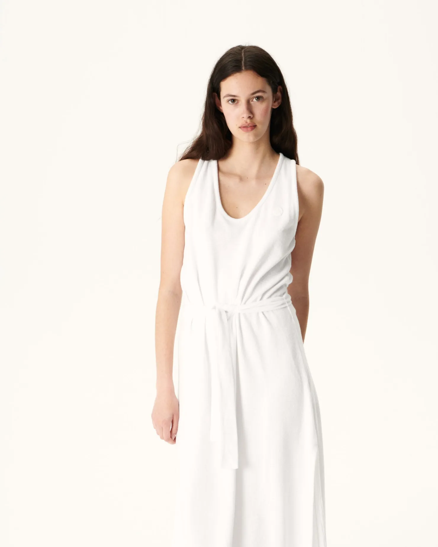 JOTT Long Belted Terrycloth Dress Ibiza White 901 White Sale