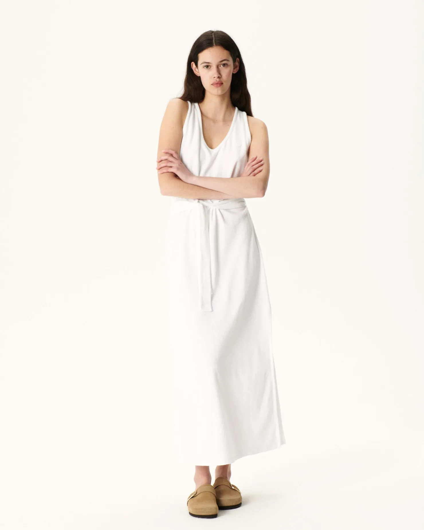 JOTT Long Belted Terrycloth Dress Ibiza White 901 White Sale