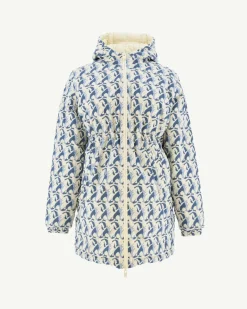 JOTT Long Reversible Down Jacket With Ecru Monogram Print/Ecru Roma 8952 Monogram Off / Off-White Online