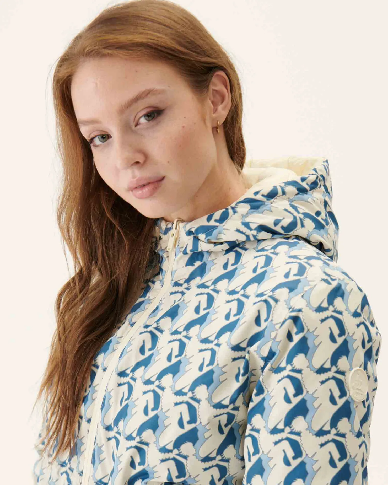 JOTT Long Reversible Down Jacket With Ecru Monogram Print/Ecru Roma 8952 Monogram Off / Off-White Online