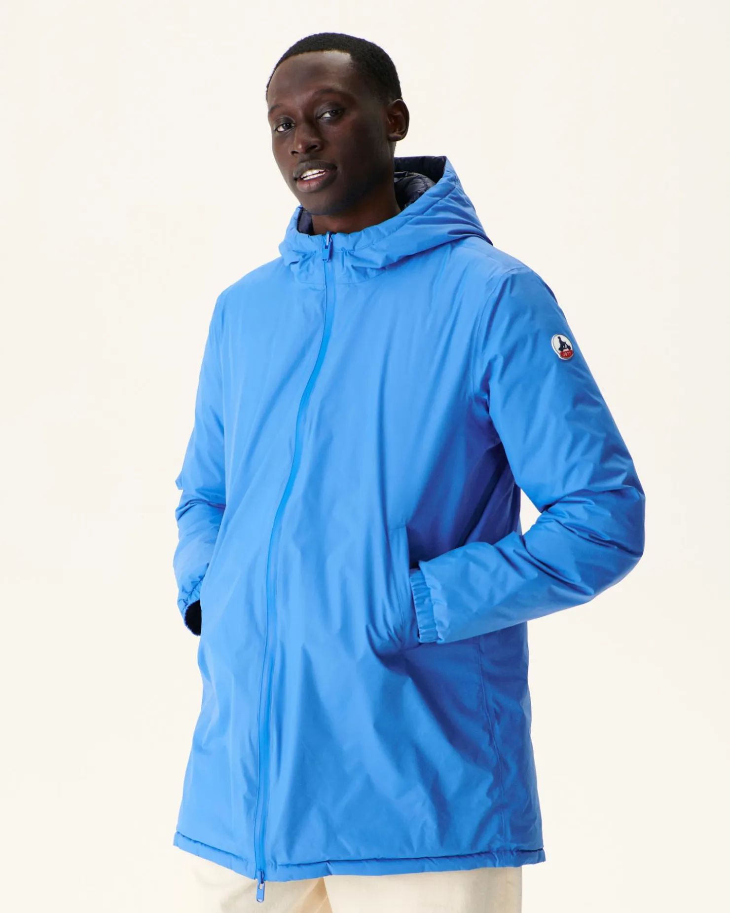 JOTT Long Reversible Hooded Down Jacket Azur/Marine Amsterdam 1830 Azure / Navy Flash Sale