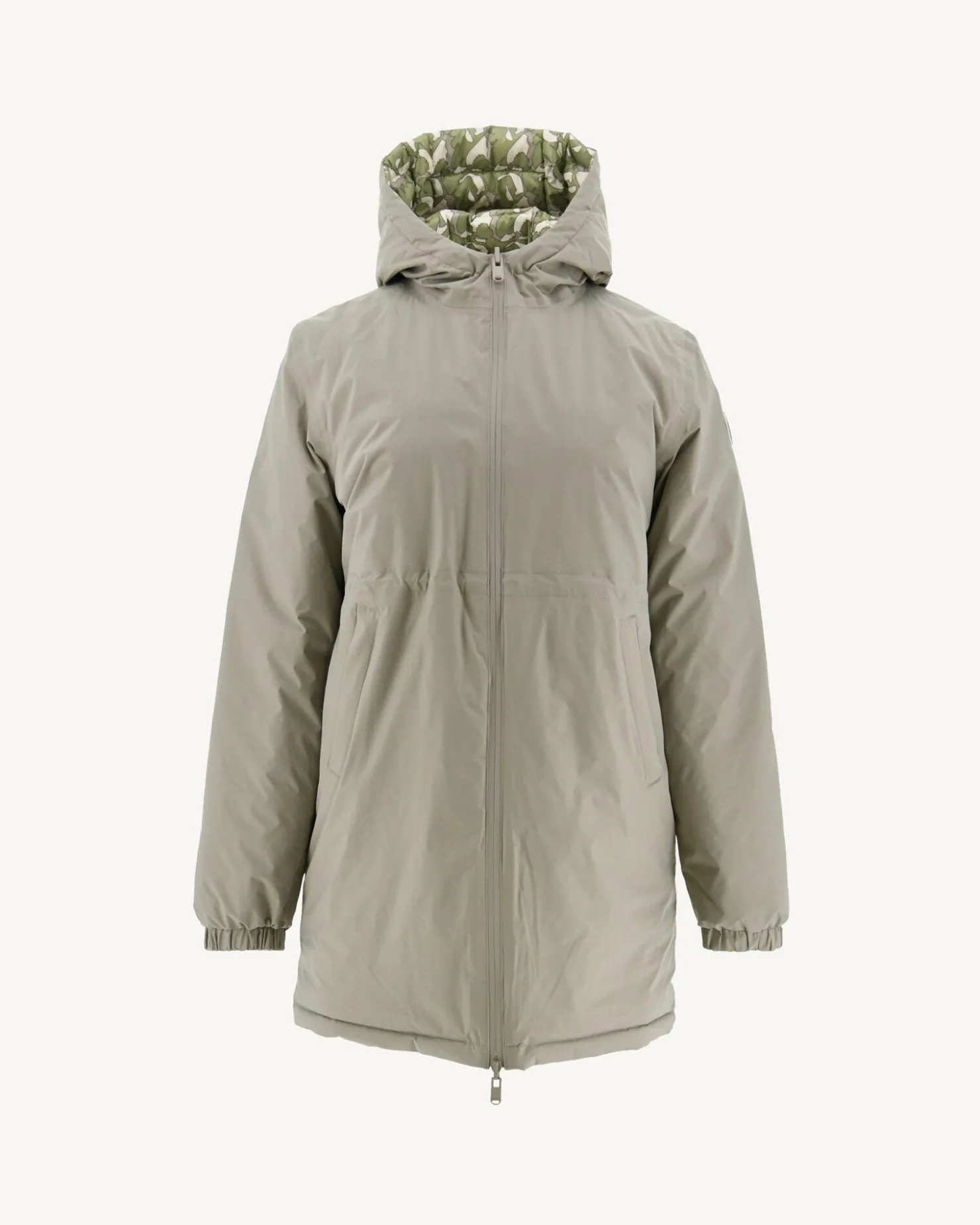 JOTT Long Reversible Puffer Jacket Beige/Light Khaki Roma Print 8042 Beige / Monogram Bush Discount
