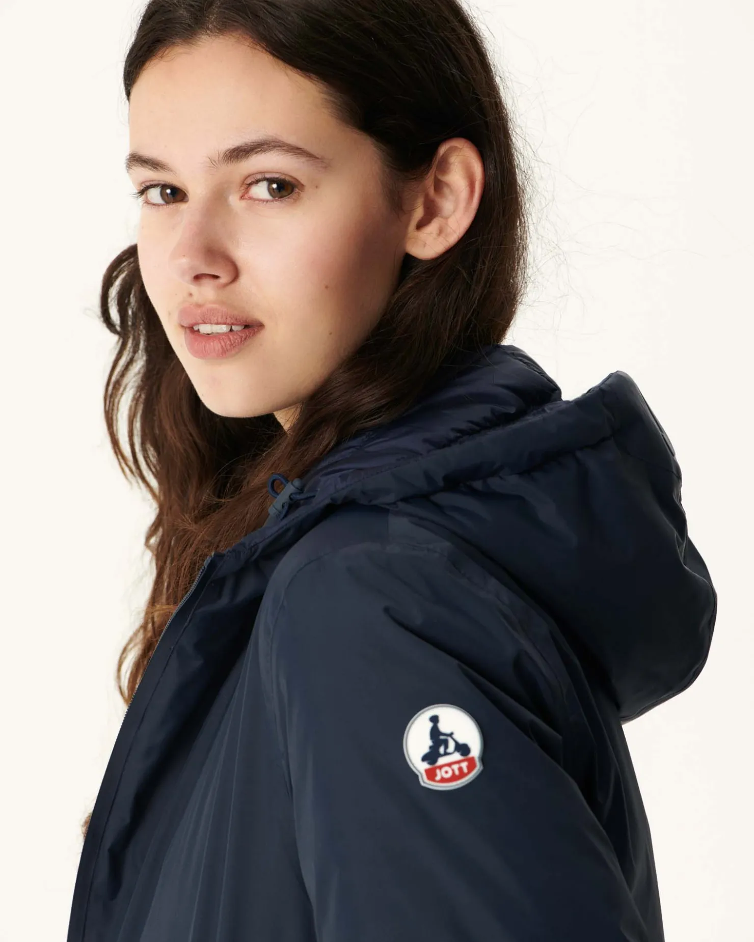 JOTT Navy Roma Reversible Long Down Jacket 104 Marine Cheap