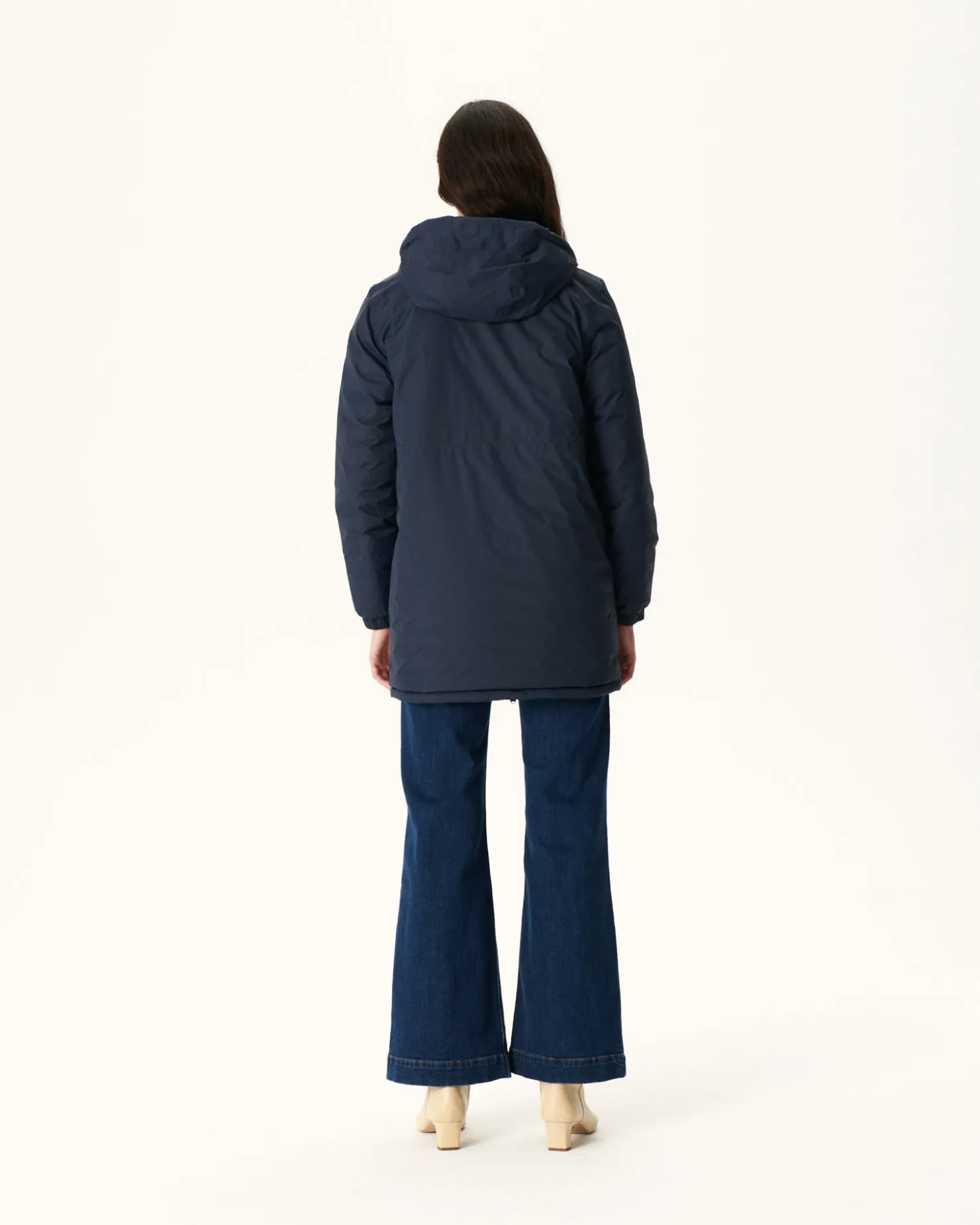 JOTT Navy Roma Reversible Long Down Jacket 104 Marine Cheap