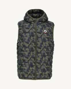 JOTT Pat Military Print Hooded Sleeveless Down Jacket 277 Military Print Best Sale