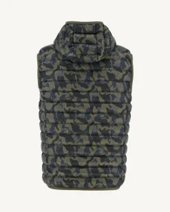 JOTT Pat Military Print Hooded Sleeveless Down Jacket 277 Military Print Best Sale