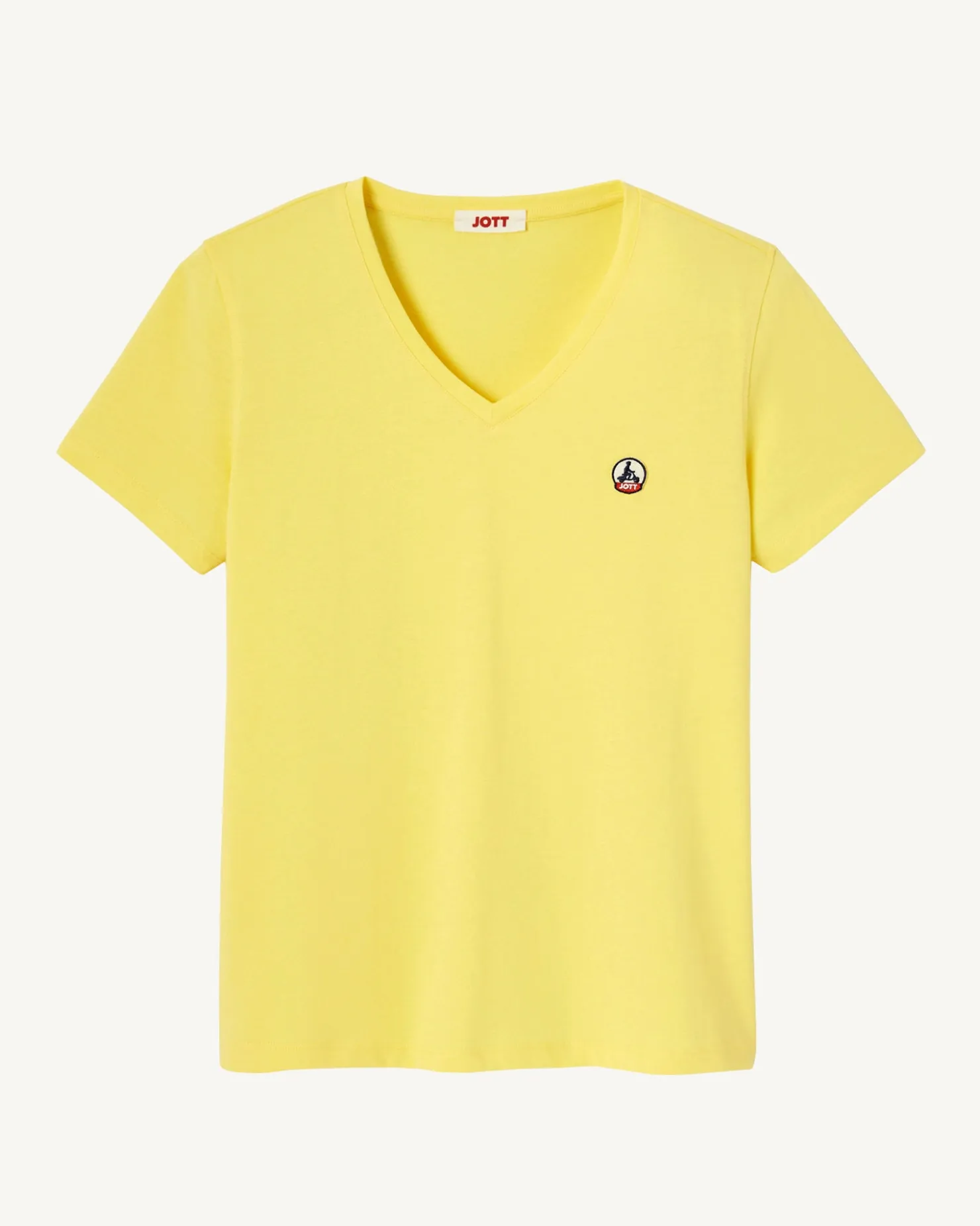 JOTT Plain V-Neck Organic Cotton T-Shirt Light Yellow Cancun 627 Soft Yellow Cheap
