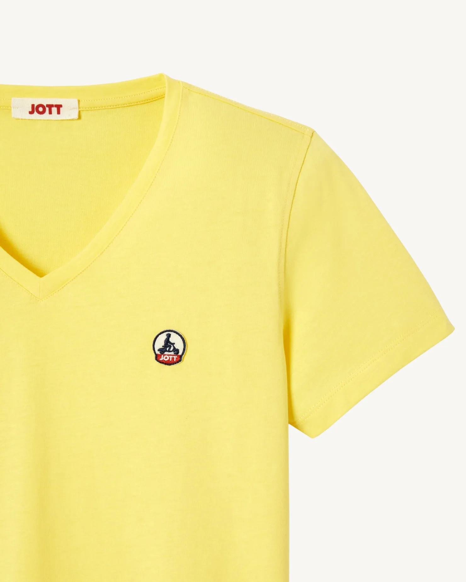 JOTT Plain V-Neck Organic Cotton T-Shirt Light Yellow Cancun 627 Soft Yellow Cheap