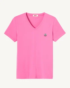 JOTT Plain V-Neck Organic Cotton T-Shirt Intense Pink Cancun 457 Wild Pink Fashion