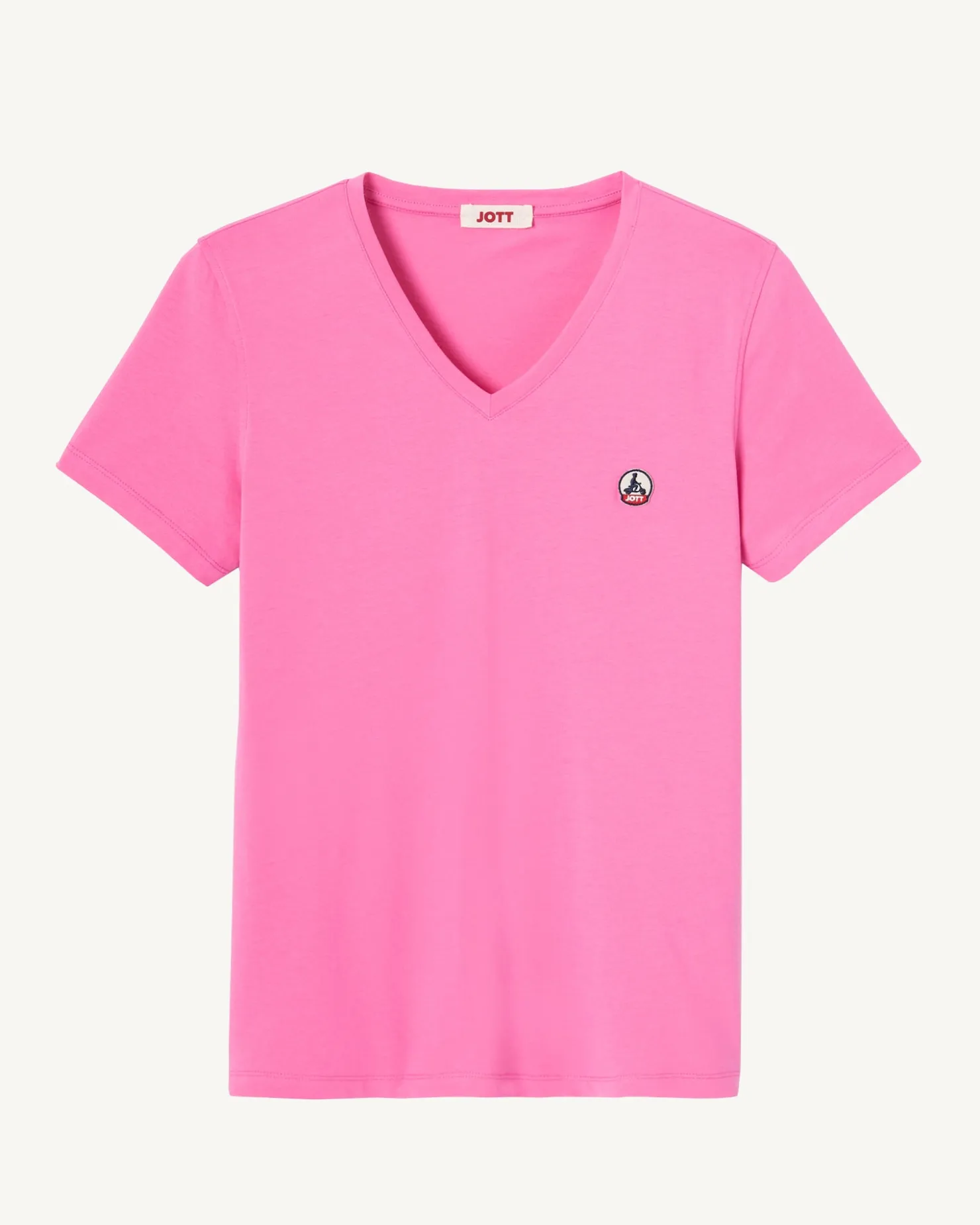 JOTT Plain V-Neck Organic Cotton T-Shirt Intense Pink Cancun 457 Wild Pink Fashion