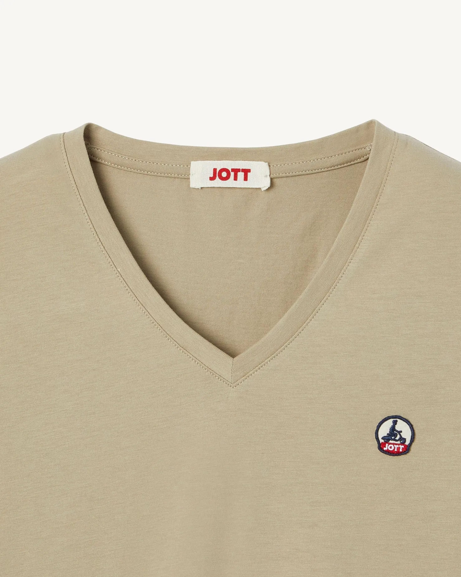 JOTT Plain V-Neck Organic Cotton T-Shirt Beige Cancun 804 Beige New