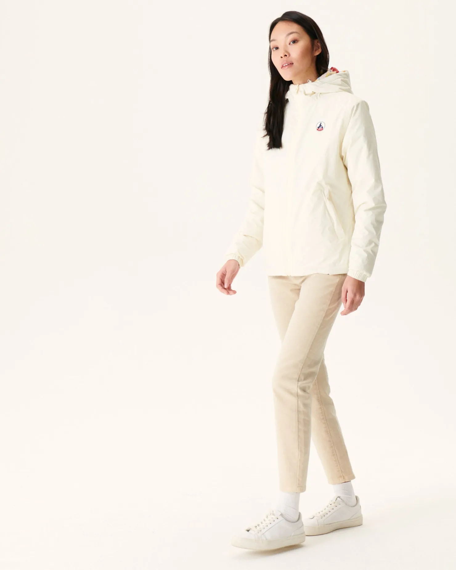 JOTT Reversible Hooded Down Jacket Ultralight Ecru/Bohemian Blue Kara 8953 Off-White/Bohemian Blue New
