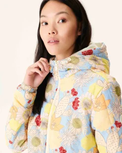 JOTT Reversible Hooded Down Jacket Ultralight Ecru/Bohemian Blue Kara 8953 Off-White/Bohemian Blue New