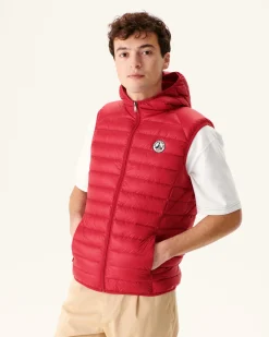 JOTT Rouge Pat Sleeveless Hooded Down Jacket 300 Red New