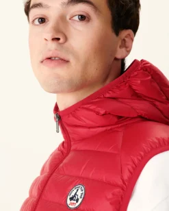 JOTT Rouge Pat Sleeveless Hooded Down Jacket 300 Red New