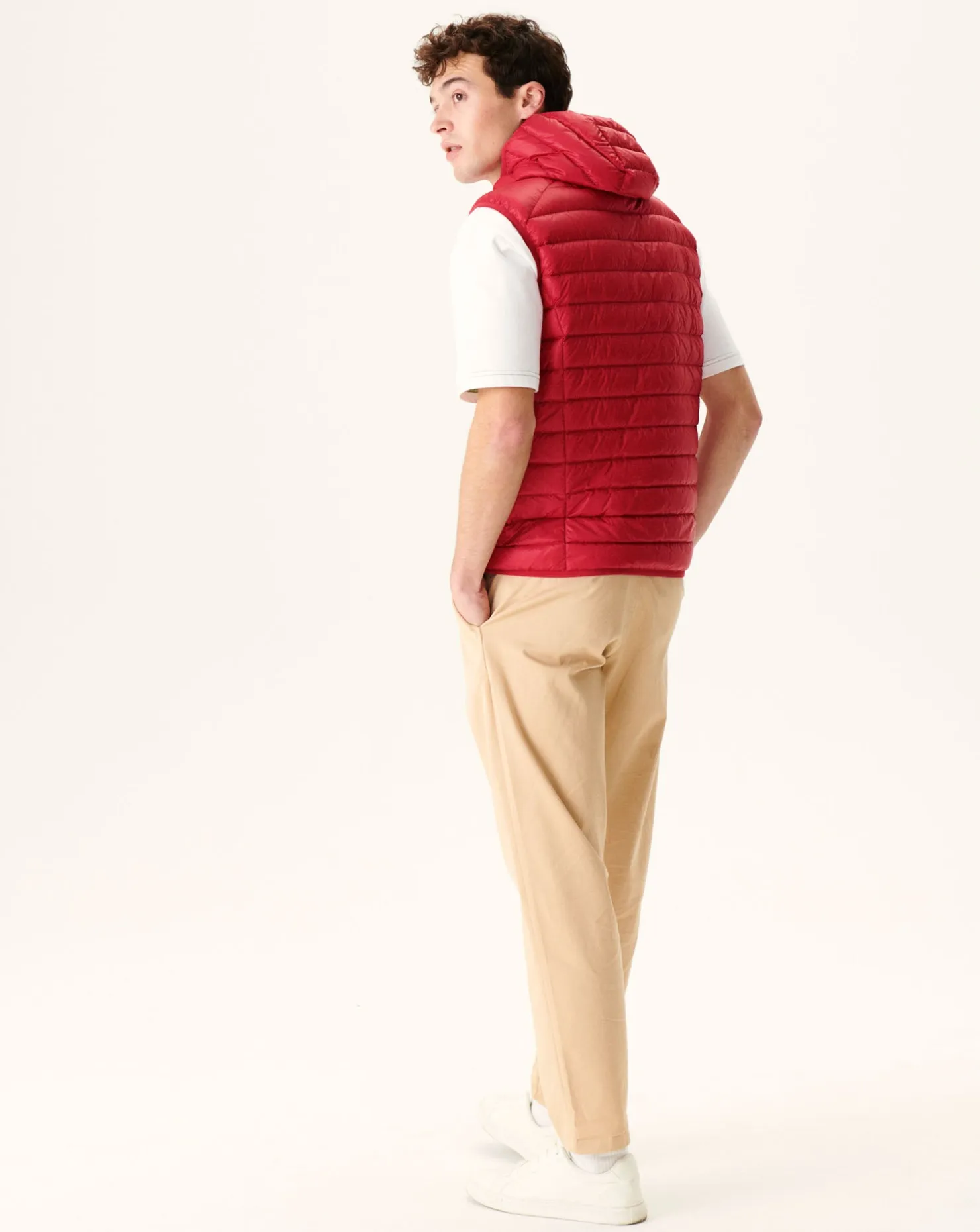 JOTT Rouge Pat Sleeveless Hooded Down Jacket 300 Red New