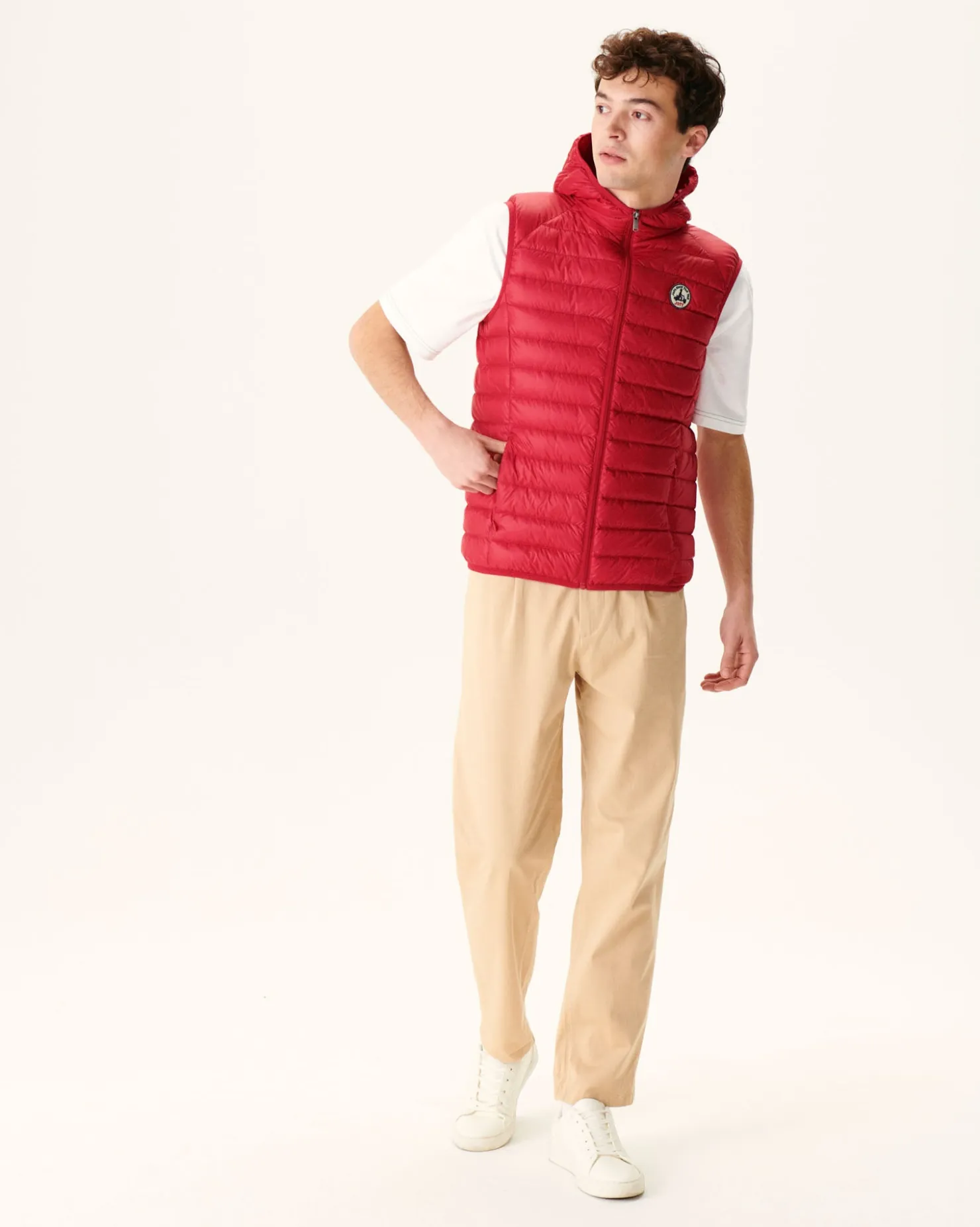JOTT Rouge Pat Sleeveless Hooded Down Jacket 300 Red New