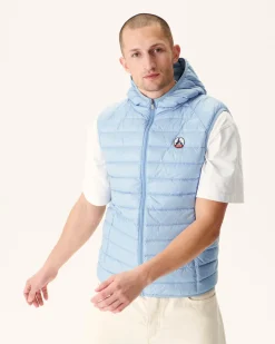 JOTT Sleeveless Hooded Padded Jacket Light Blue Pat 180 Soft Blue Clearance
