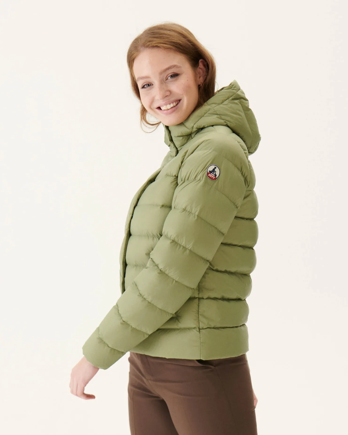 JOTT Straight Hooded Down Jacket Light Khaki Jane 247 Bush Outlet
