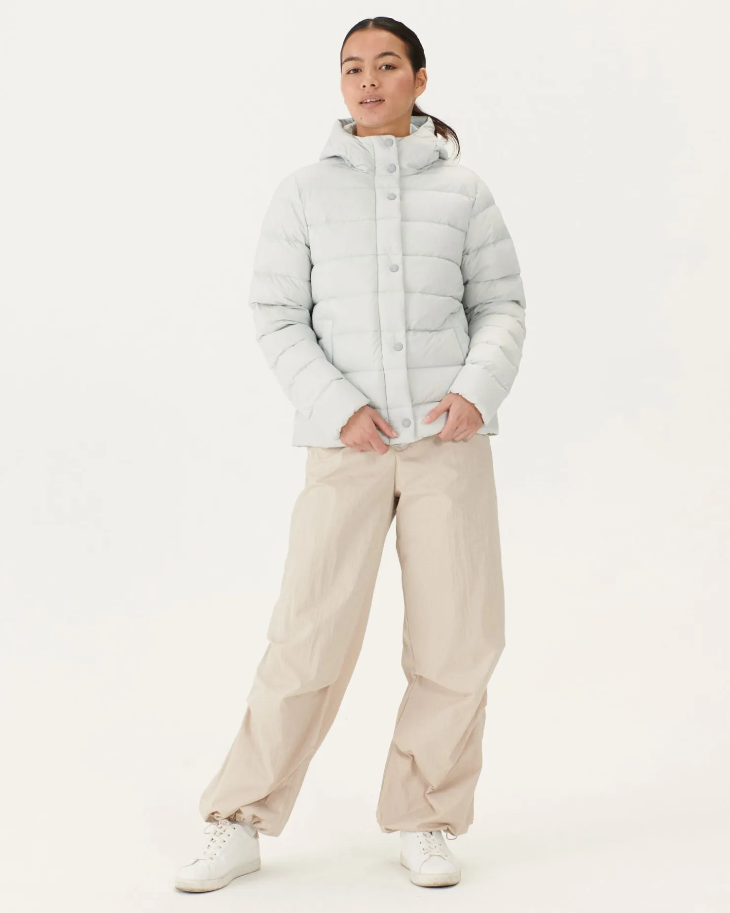 JOTT Straight Hooded Padded Jacket Light Gray Jane 532 Soft Gray Flash Sale