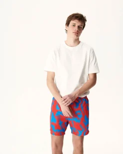 JOTT Swim Shorts Camo Azure/Intense Red Biarritz 1832 Camo Azure / Fire Cheap