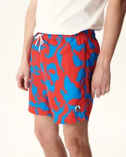 JOTT Swim Shorts Camo Azure/Intense Red Biarritz 1832 Camo Azure / Fire Cheap