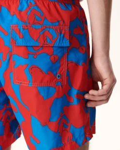 JOTT Swim Shorts Camo Azure/Intense Red Biarritz 1832 Camo Azure / Fire Cheap