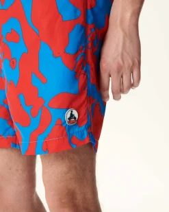 JOTT Swim Shorts Camo Azure/Intense Red Biarritz 1832 Camo Azure / Fire Cheap