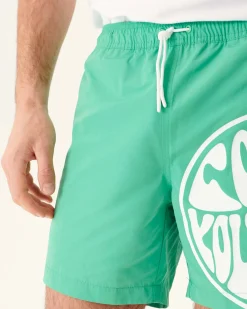 JOTT Swim Shorts Green/Funday White Biarritz 2432 Poppy Green /Funday White Cheap